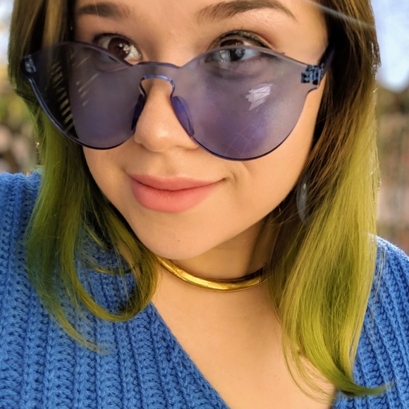 Blue Rimless Sunglasses - Picture 2 of 4